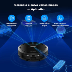 Robô Aspirador G7 - Aspira Passa Pano e Controle via Aplicativo